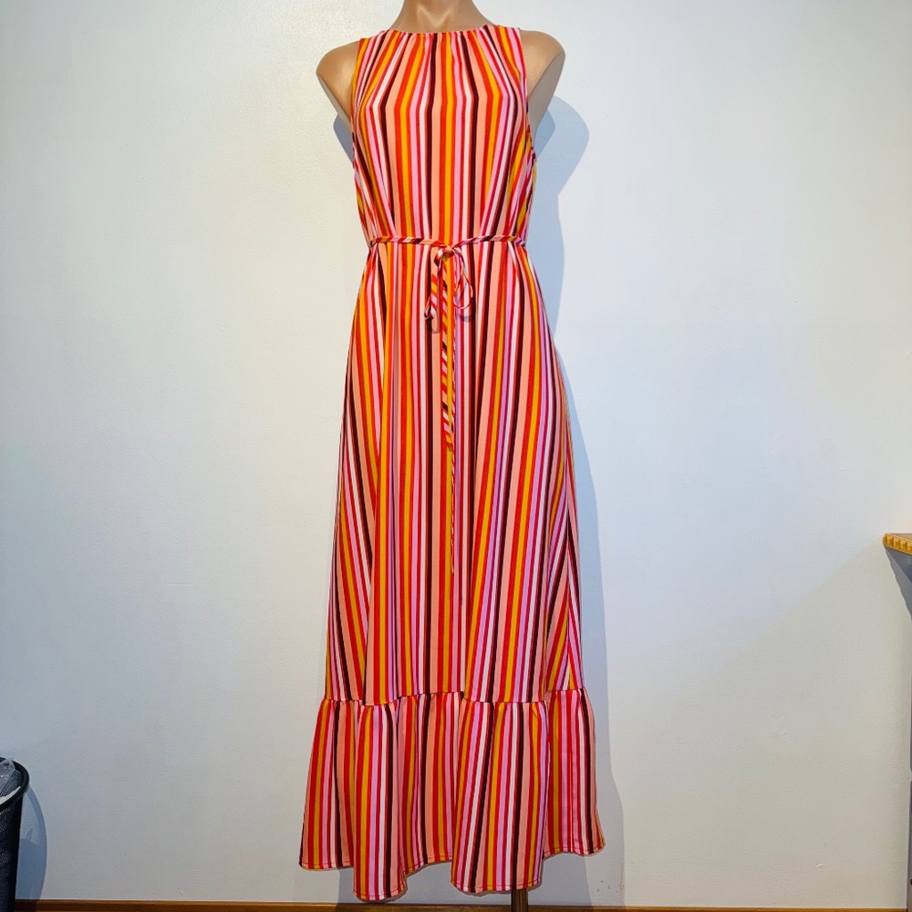 (New) Loft Striped Sleeveless Summer Maxi Dress Women Size S